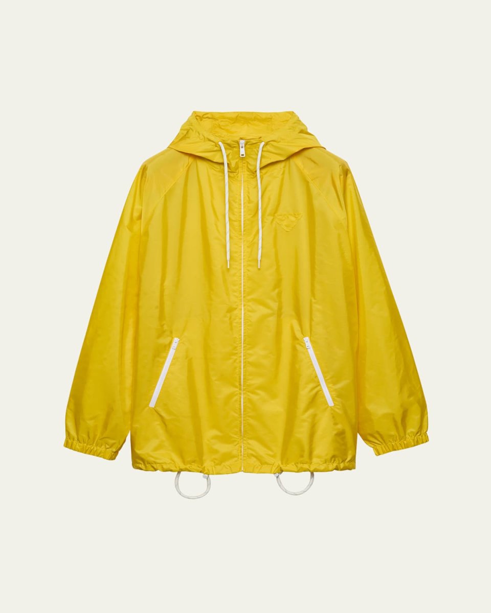 Re-Nylon Drawstring Hooded Rain Jacket
